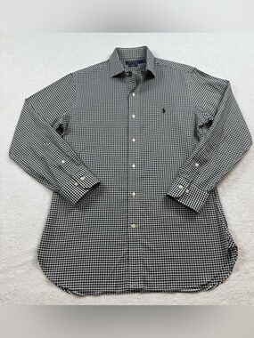 Polo Ralph Lauren slim fit Oxford dress shirt men’s size 32-33-15.5 check black